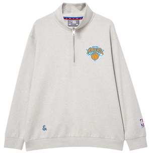 杰克琼斯NBA联名款男装秋季新款尼克斯队休闲舒适宽松半高领卫衣