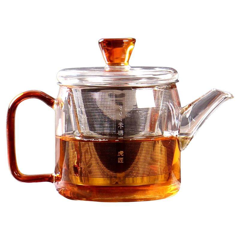 虎匠 新款高硼硅加厚耐高温玻璃泡茶壶 家用小号茶器茶水分离茶具