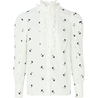 【折扣】Erdem Constance 女优雅浪漫褶饰刺绣府绸米色女衫