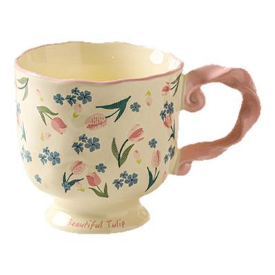 VIANNA北欧釉下彩陶瓷高脚马克杯