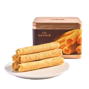 Top savor/金语原味鸡蛋卷320g伴手礼酥脆饼干罐装休闲零食礼盒装