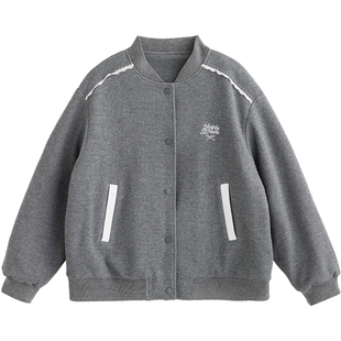 诺诺公主S1N初中生撞色花边棒球服女秋季青少年学生韩系休闲上衣