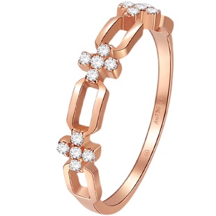 个性十字链条戒指玥景18K玫瑰金750彩金网红时尚锆石锁链戒指环