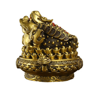 【道韵斋】黄铜聚宝盆金蟾摆件三足金蝉招财店铺开业办公客厅礼品