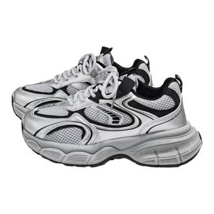 环球银色老爹鞋女款2025新款秋冬时尚潮流休闲鞋子厚底轻便运动鞋