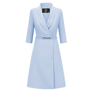 AD红色高端职业西装连衣裙女主持人庆典晚会宴会比赛演讲礼服腰带