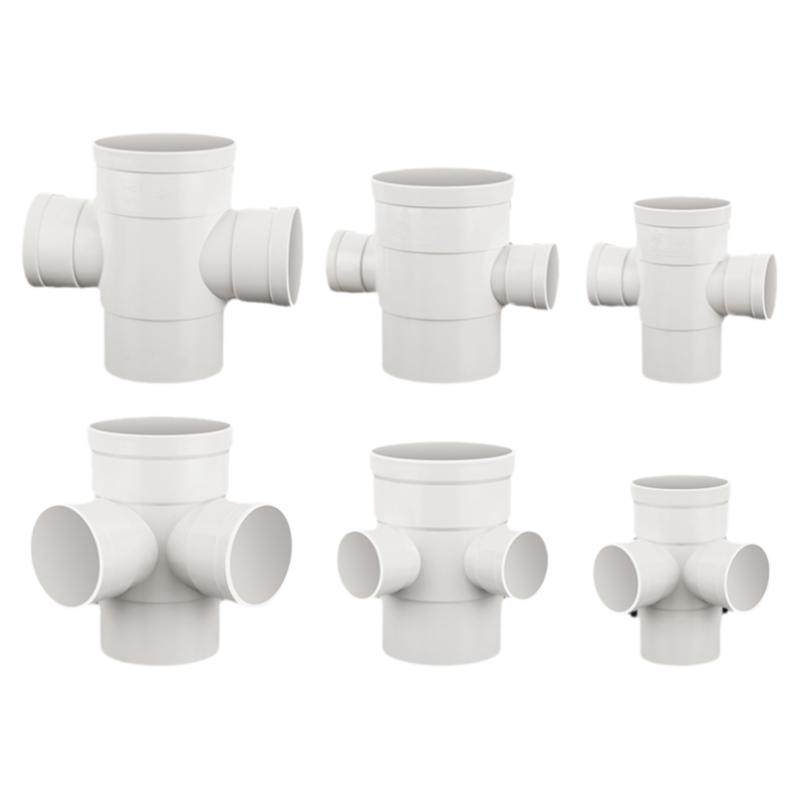 pvc排水管下缩内插平面四通立体缩口异径配件110变5075下水管接头