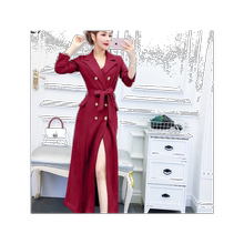 鹿皮绒女中长款2020秋冬装新款风衣1