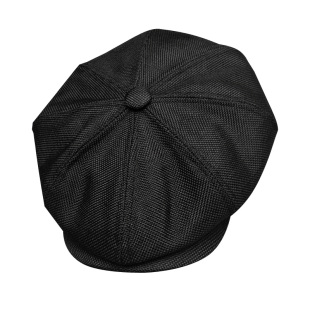 春秋四季棉麻八角帽 型男贝雷帽 大头围帽遮阳复古英伦黑色报童帽
