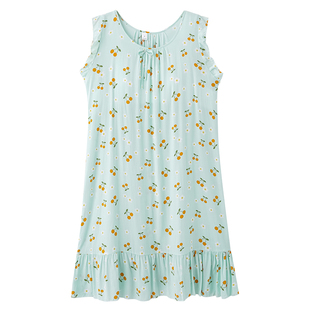 高级感带胸垫一体睡裙女夏季背心棉绸薄款人造棉连衣裙无袖家居服