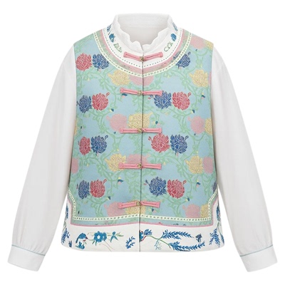 胖女童棉马甲秋冬装中大童加肥加大码宽松新中式国风拜年旗袍背心