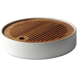 九土日式茶盘陶瓷干泡新中式迷你竹制茶盘储水式简约禅意家用茶具