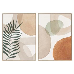 北欧ins原木风装饰画客厅沙发背景墙画餐厅卧室壁画树叶抽象挂画