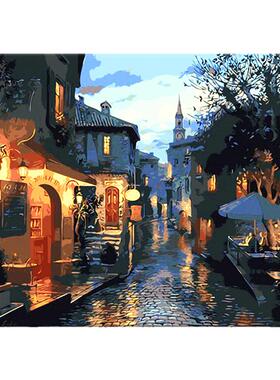 diy数字油画手绘填充手工风景
