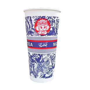 国潮古风奶茶纸杯商用 500/700ml加厚一次性咖啡杯带盖热饮杯定制