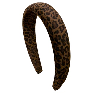 迪迪不畏同款绒面豹纹发箍2025年秋冬复古高颅顶压发头箍洋气发卡