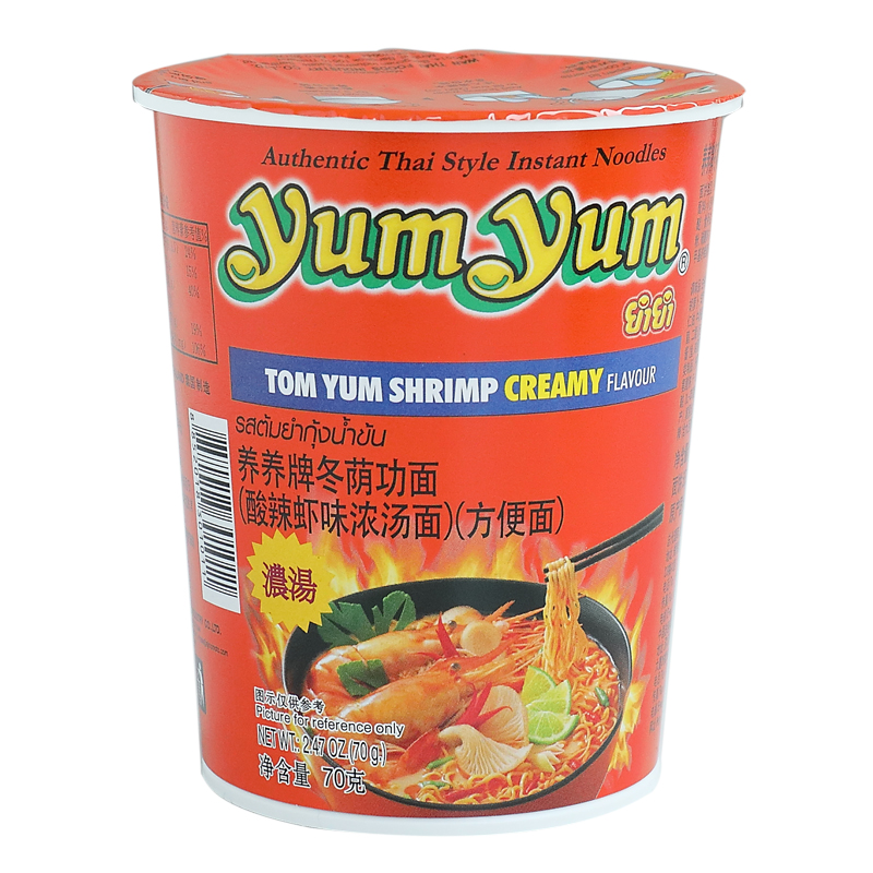 泰国进口 yumyum养养牌冬荫功面酸辣虾味浓汤杯面方便面速食70g