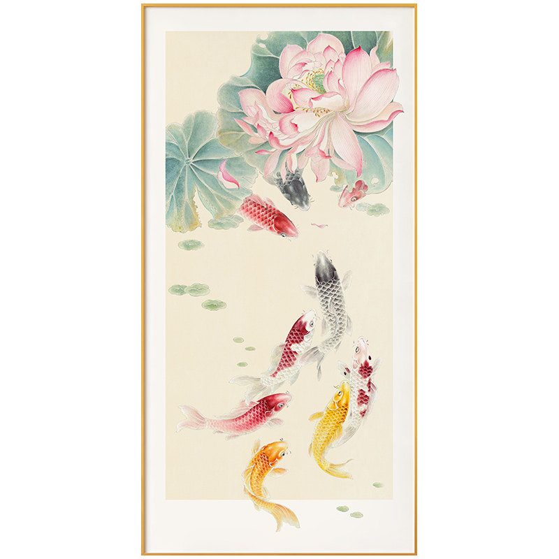墙蛙新中式风有鱼好寓意装饰画