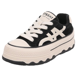 星期六冬季女鞋加绒德训鞋女款2025新款增高松糕厚底板鞋保暖棉鞋