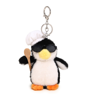 YUYI原创抽象搞怪高雅人士厨师企鹅毛绒玩偶公仔书包包挂件钥匙扣