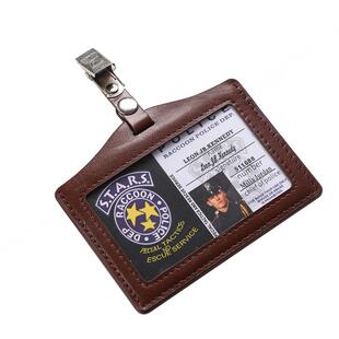 真皮横款2卡位门禁胸卡套带夹子单位商务办公胸牌证件套免费定制