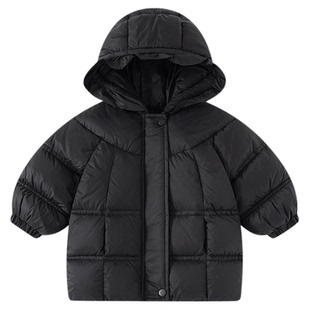 女童羽绒服黑色2025童装秋冬宝宝女新款儿童加厚休闲百搭鸭绒外套