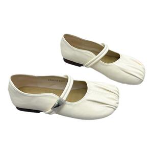 真皮女鞋2025春夏款法式软底玛丽珍鞋圆头褶皱小皮鞋百搭休闲单鞋