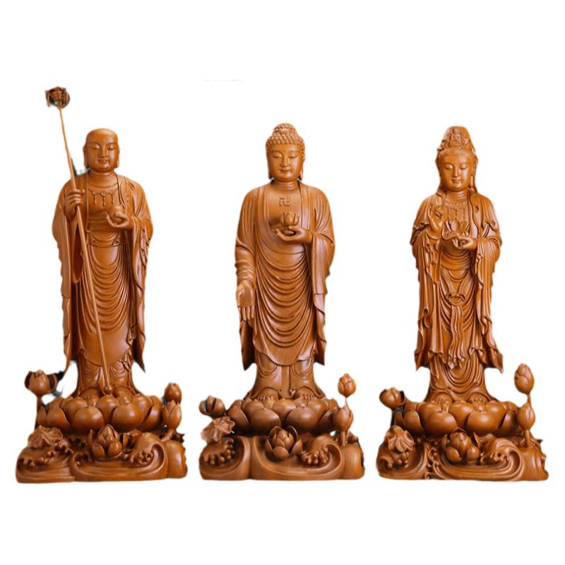 匠人实木雕刻佛观音菩萨像地藏王