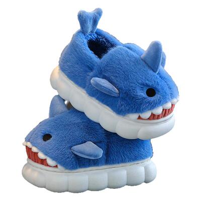 卡通小鲨鱼儿童棉拖鞋男童秋冬季