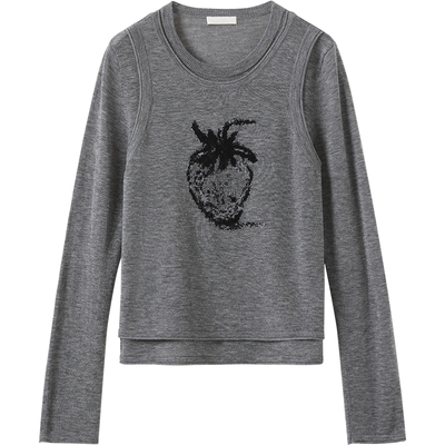 【100%羊毛】播商场同款假两件套头针织衫女25秋季新款BDS3SD3252