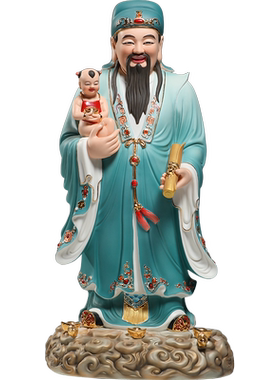 锵锵陶瓷彩绘祥云福禄寿站像