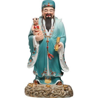 锵锵陶瓷彩绘祥云福禄寿站像