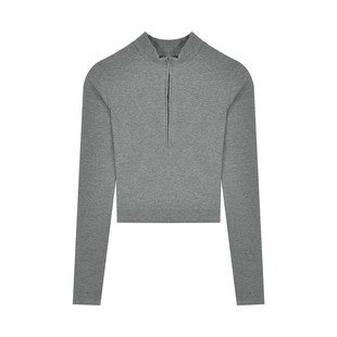 2025欧美风拉链v领打底衫内搭紧身长袖T恤短款甜辣女秋冬季上衣潮