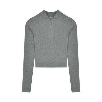 2025欧美风拉链v领打底衫内搭紧身长袖T恤短款甜辣女秋冬季上衣潮