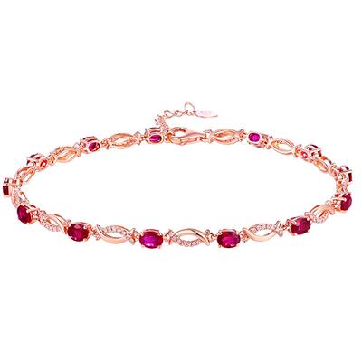 蜜安琪克拉天然鸽血红玫瑰金手链