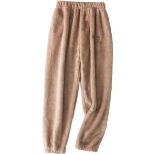 法兰绒暖暖裤儿童大人秋冬加厚毛绒家居男童睡裤女童珊瑚绒保暖裤