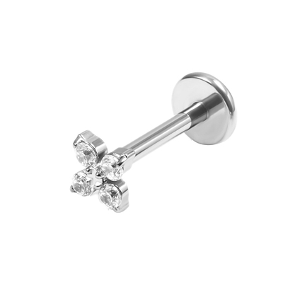 四叶草耳钉内螺旋钛合金耳骨钉