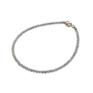 ciel原创天然灰月光石手链极细切面手串脚链拉长石蓝光2mm女项链