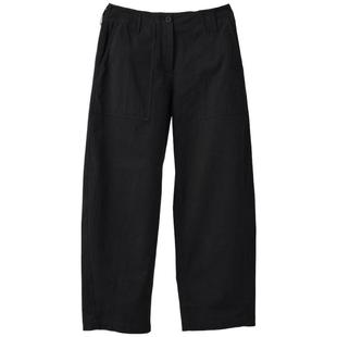 素然WHM 春季女士磨毛斜纹棉布贴袋黑色休闲裤长裤