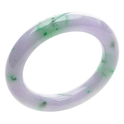 豪8印象®J26360J101翡翠圆条手镯圈口57.6mm粉紫带翠绿飘花玉镯