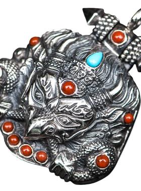 仓吉手工s925金鹏男士藏八宝银饰