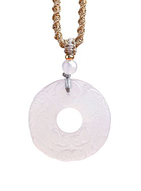 遇见普陀山白玛瑙吊坠女双貔貅平安扣招财护身项链七夕送女友礼物