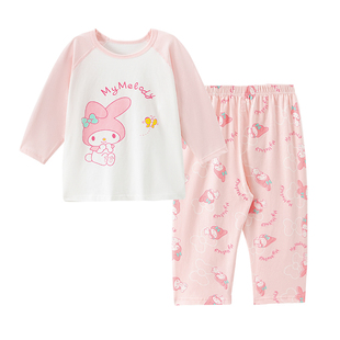 唐机豆豆女童家居服卡通睡衣套装萌趣儿童纯棉夏季两件套集合