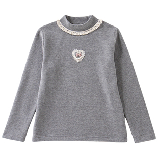 女童打底衫内搭德绒半高领秋冬季长袖T恤小女孩贴身甜美韩系上衣