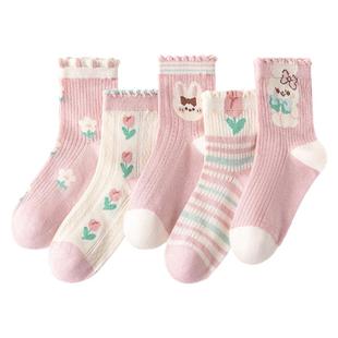 儿童袜子秋冬款加厚棉袜女孩童袜宝宝精梳棉袜A类无骨女童中筒袜