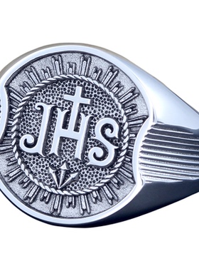 欧美个性十字架钉纹925银男女戒