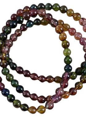 高级水晶手链手串天然纯净体彩虹色标级碧玺三圈轻奢精致正品保证