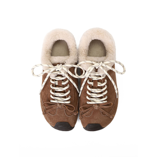 Chio2nd南风 德训鞋女鞋子2025新款今年流行爆款真皮加绒休闲鞋冬