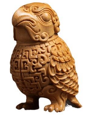 黄杨木朋克风鸟手把件摆件