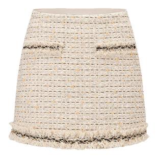 SHRO ENRO Perfect distance 女士拉毛金银丝粗花呢短裙 301469